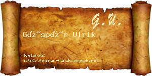 Gáspár Ulrik névjegykártya